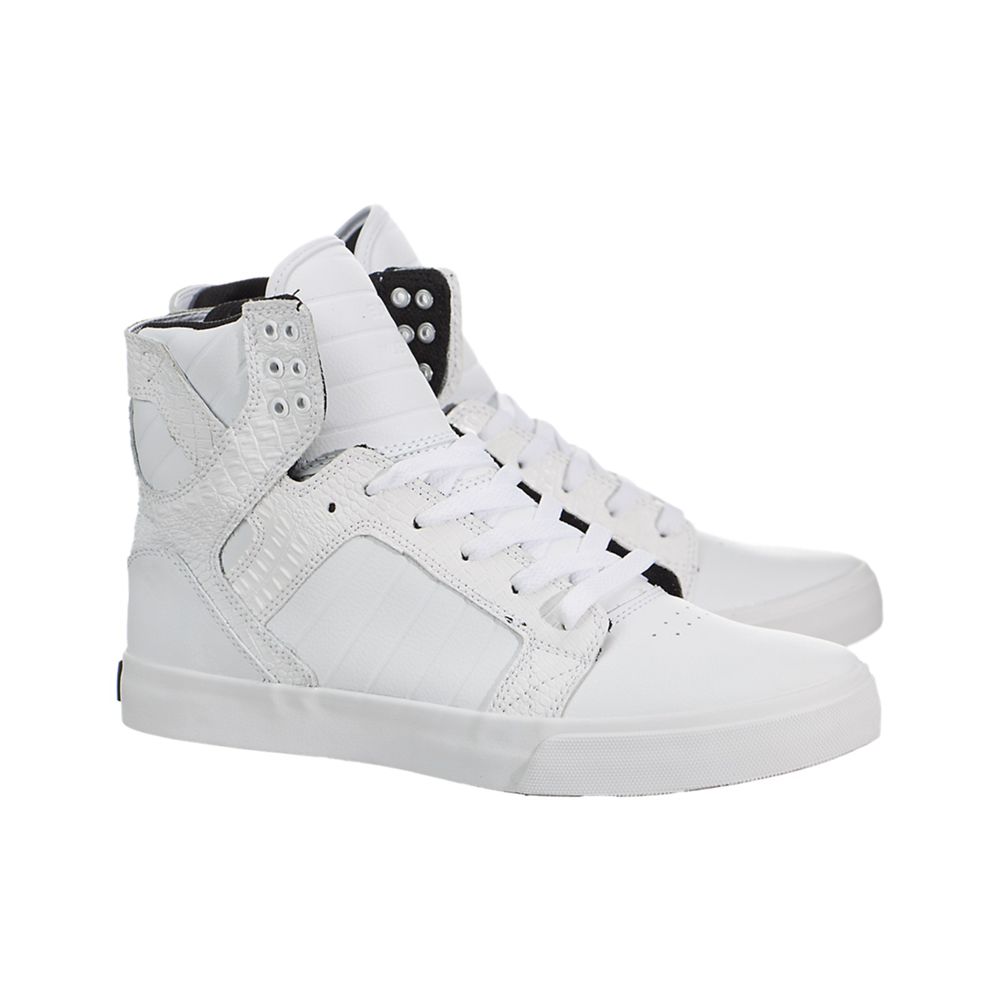 Baskets Montantes Supra SkyTop Blanche White/Croc-White Homme | SEK-08609094